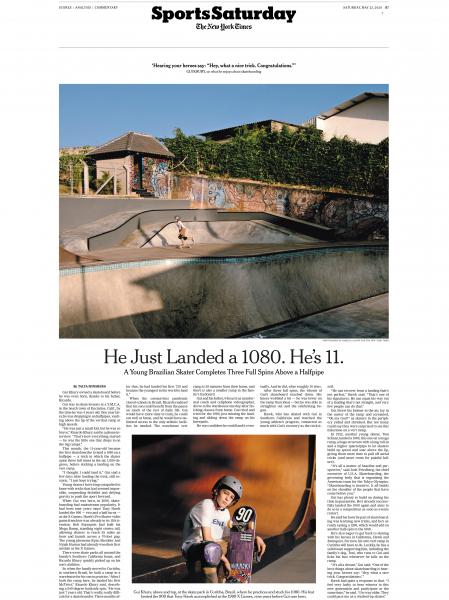 Curitiba, Brazil &acirc;&euro;&ldquo; May 19th, 2020: Brazilian skater Gui Khury at the Greenbox, the Skateboard Training Facility where he practices. It was at the Greenbox that Gui performed a 1080-degree turn, a three full aerial spin. CREDIT: Isabella Lanave for The New York Times