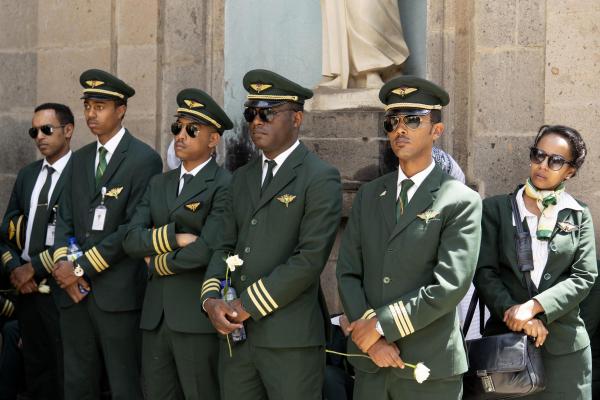 Maheder Tadese | Ethiopian Airlines Crash  - Ethiopian Airlines crew members mourn as pallbearers...