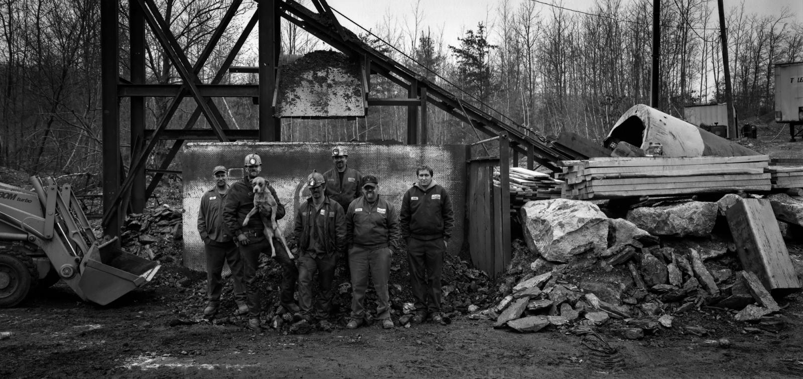 Image from The Portraits -   Little Buck Mine crew with dog  