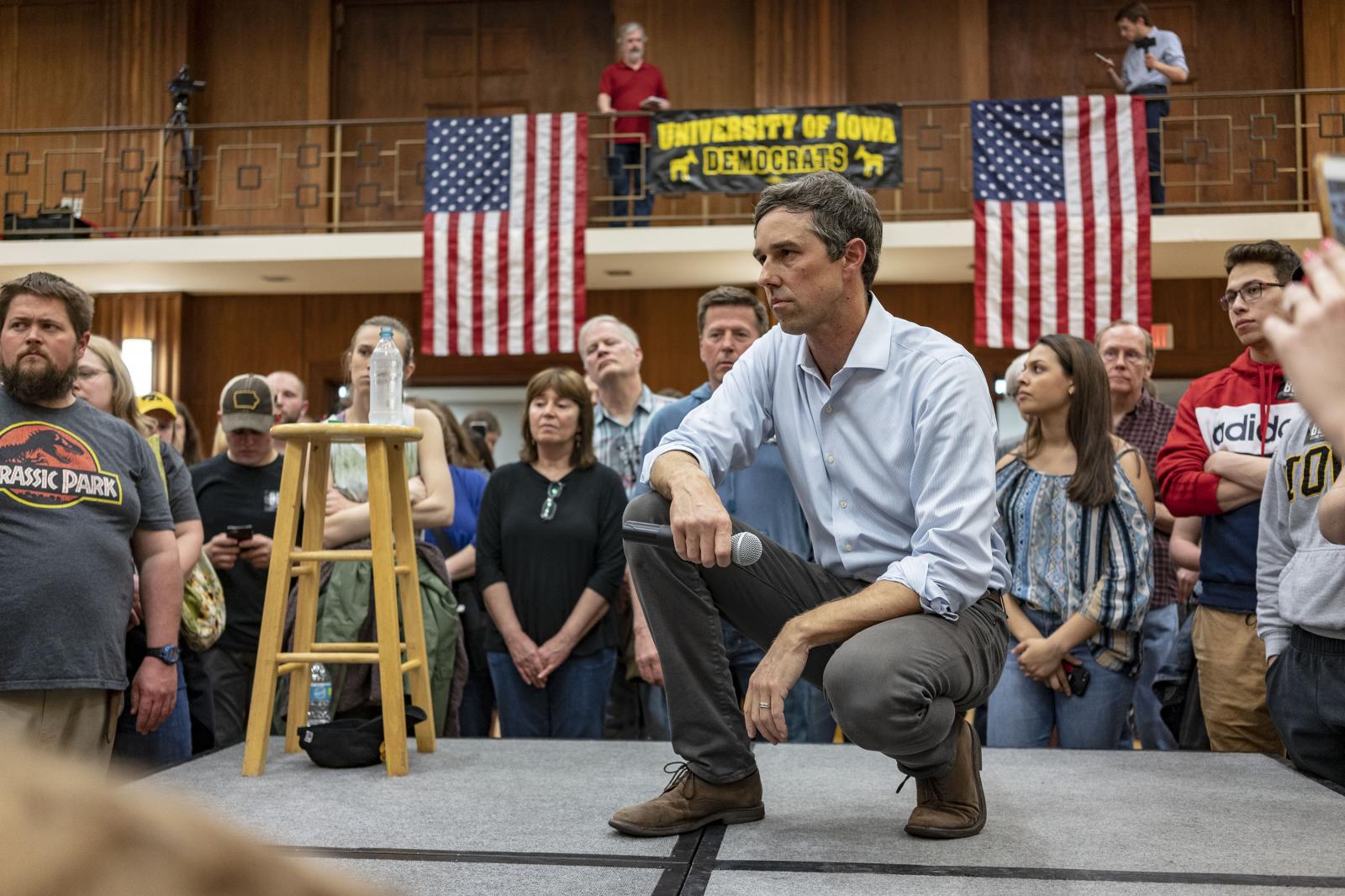 Image from Politics - Beto O'Rourke listens to a question while campaigning at...