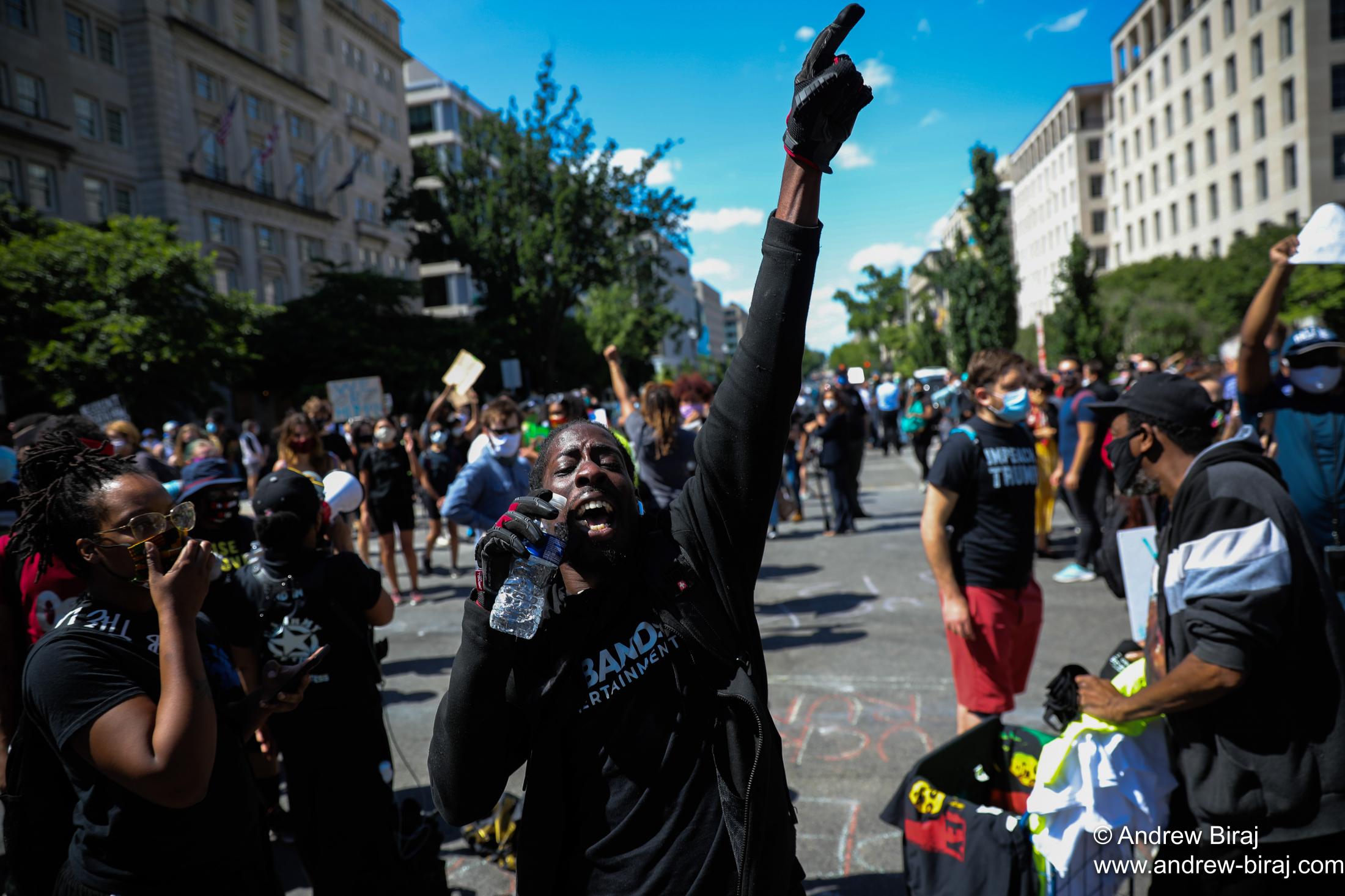 Demonstrators protest peacefully in front of the White House in Washington, D.C., U.S.A. Thousands of people protest against the death in Minneapolis custody of George Floyd, in Washington on June 1, 2020.