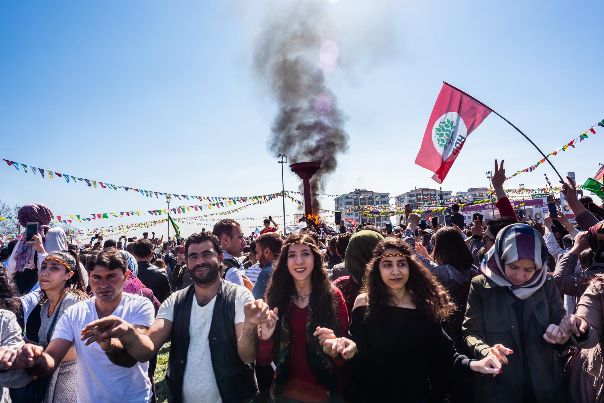 DIYARBAKIR, TURKEY &ndash; MARCH 21, 2019: Kurdish people celebrating Newroz, the traditional...