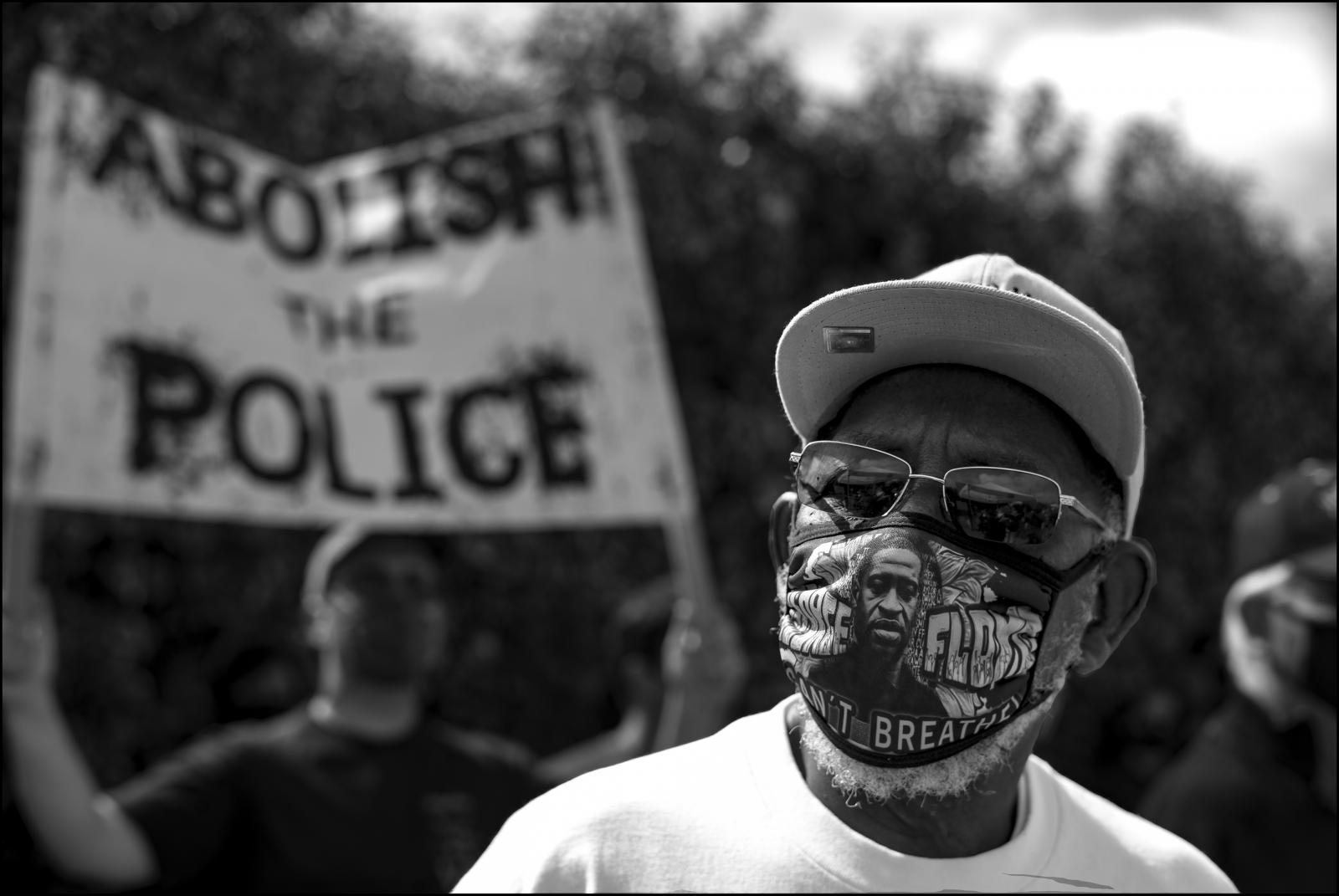 Thumbnail of Elderly protestor, face covered _area of Los Angeles, 06/06/2020.