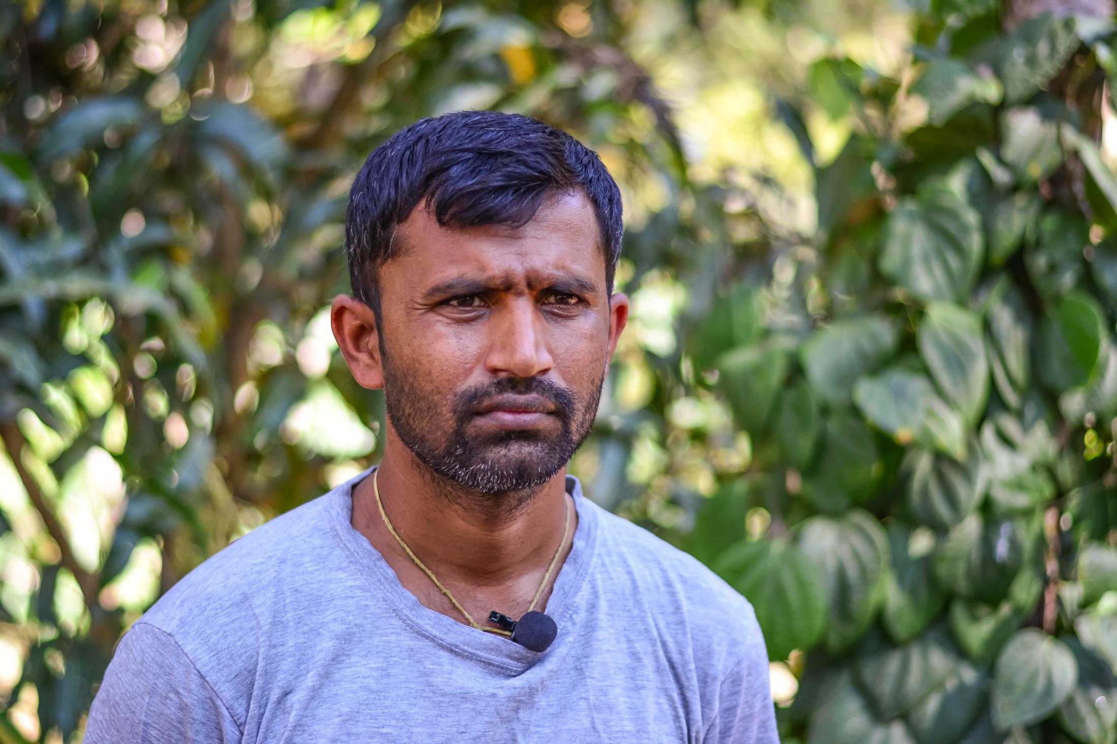 This is Swamy 37 years old who owns a piece of land which he has cultivated with the help of NABARD. He used to grow coffee, pepper, jackfruit, chikoo, orange and avocado. Most of these crops are not doing well as the source of water which is a lake has completely dried up. However, he still grows a few fruits and is doing well with dairy. He is very thankful for the training he received from NABARD on nursery as he benefited a lot out of it. He trained a lot of people as well. He now also owns two cars and runs a taxi service.