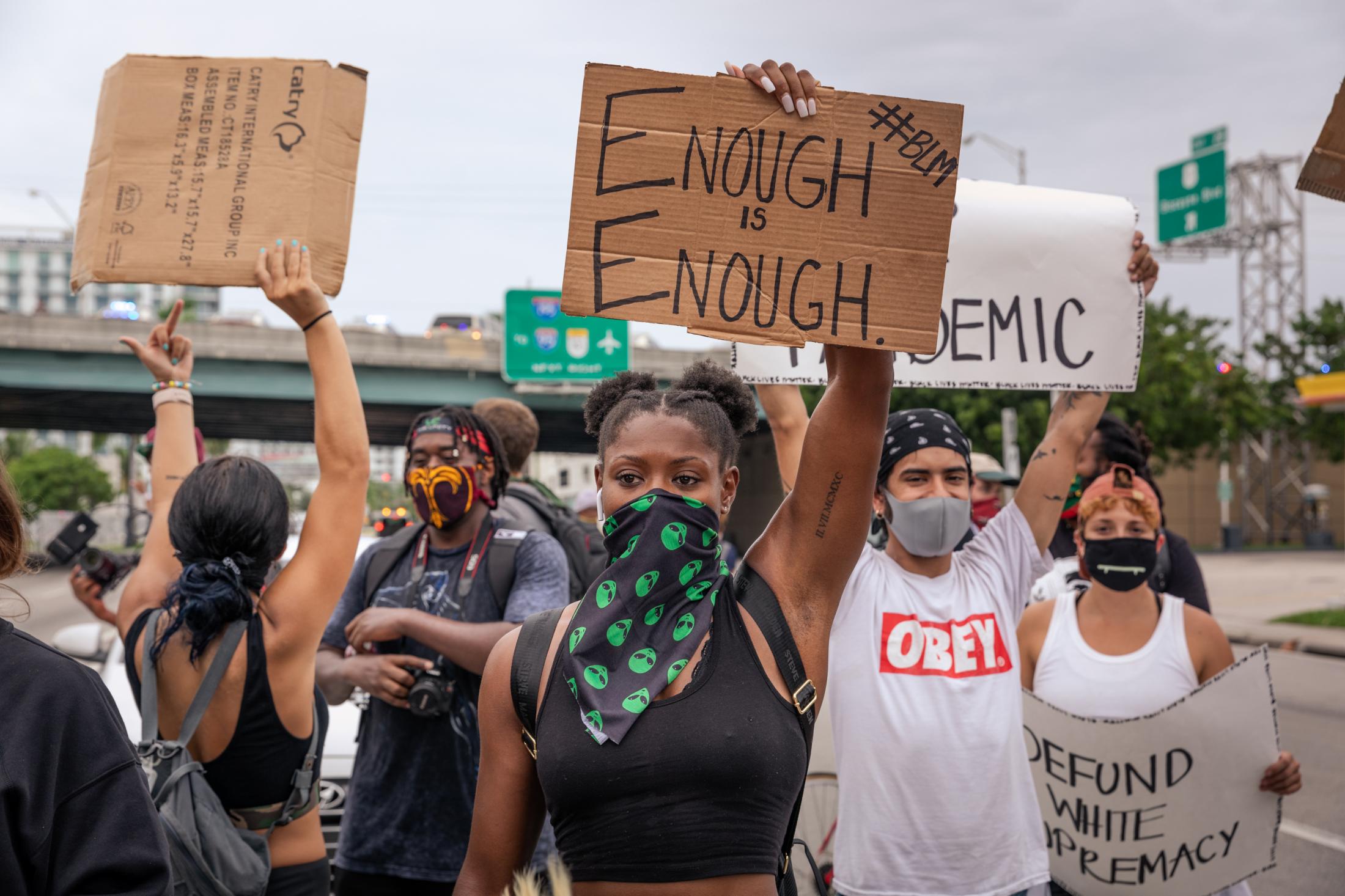 Miami, Black Lives Matter Protests - BLM Protest on Biscayne Blvd, Miami, Florida June 6, 2020