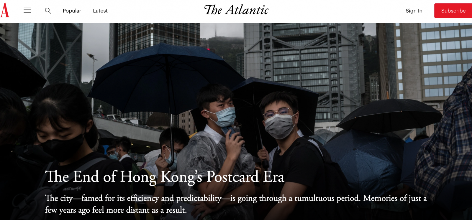 Thumbnail of The Atlantic - The End of Hong Kong's Postcard Era