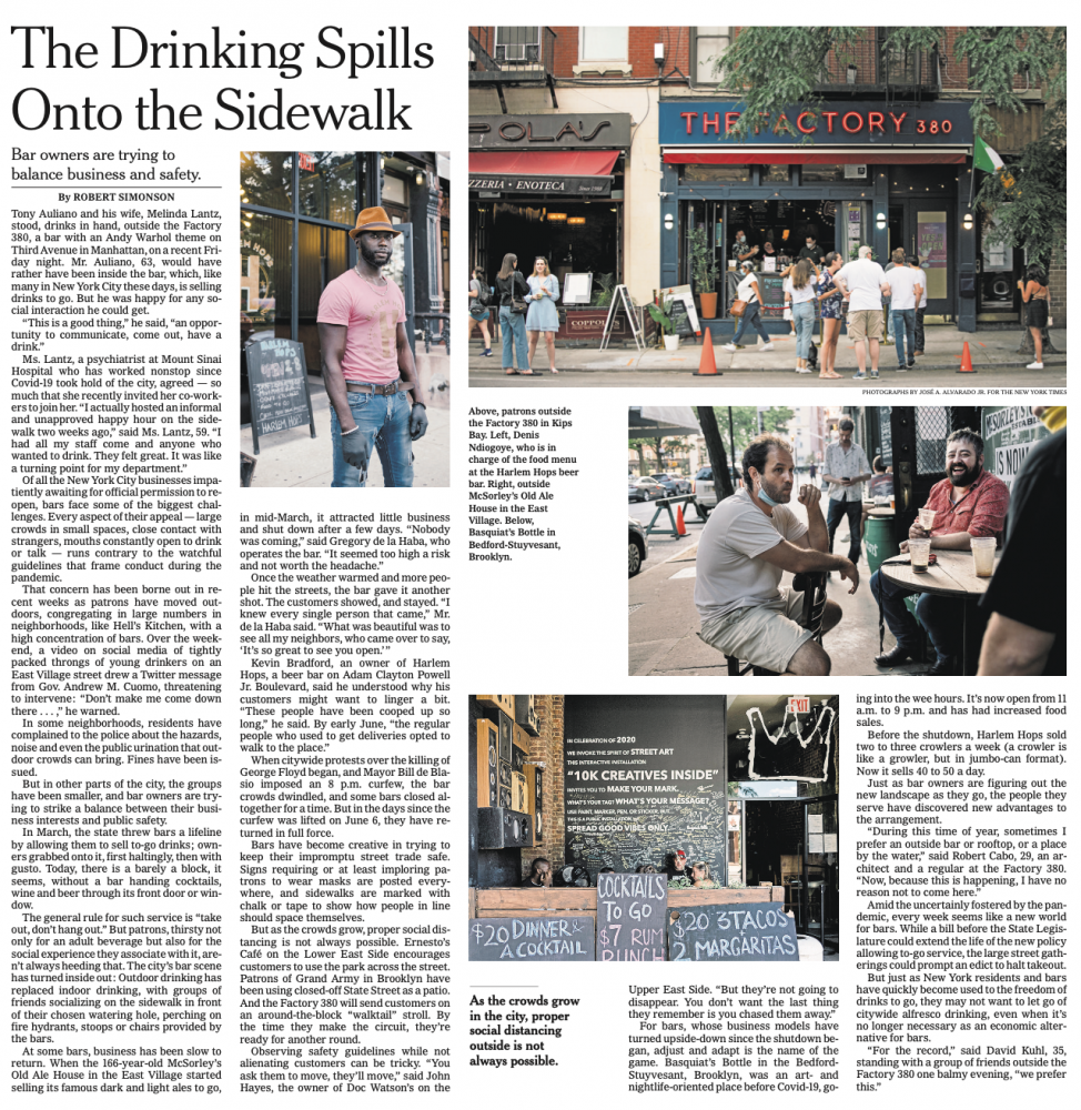 for The New York Times: The Drinking Spills Onto the Sidewalk