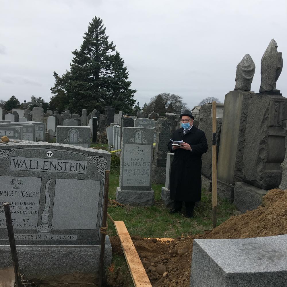 Rabbi saying Kaddish at my Mother's Grave