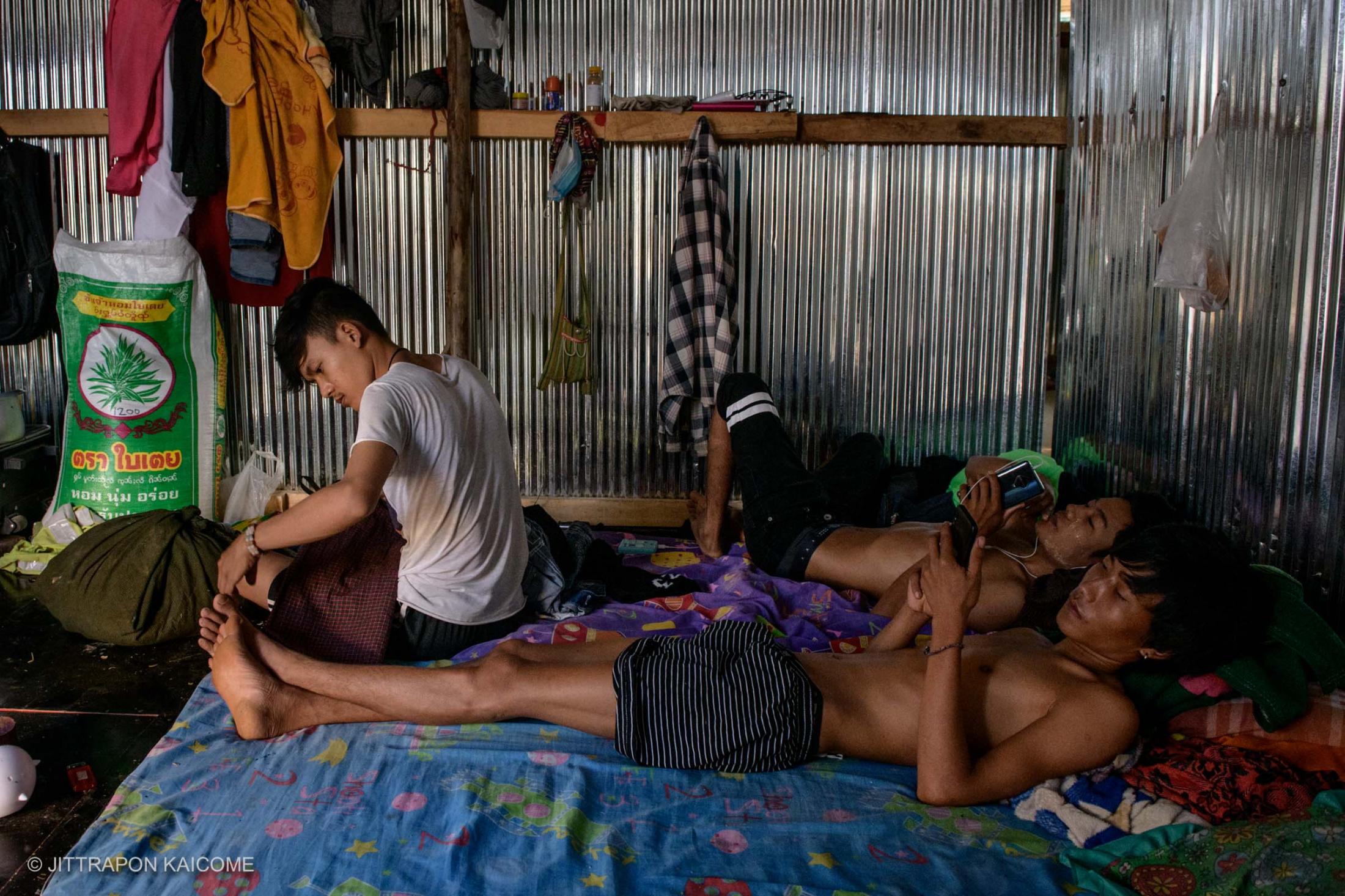 Migrant workers at this construction camp are working for a Chinese construction company, their payment has been deducted and they always get a late payment. They don&rsquo;t want to claim entitlement to their employer because they are afraid that they will get fired. If they are thrown out of work, they can&rsquo;t find a new job and won&rsquo;t be able to return home because of the Coronavirus outbreak, Chiang Mai, Thailand, in March 2020.