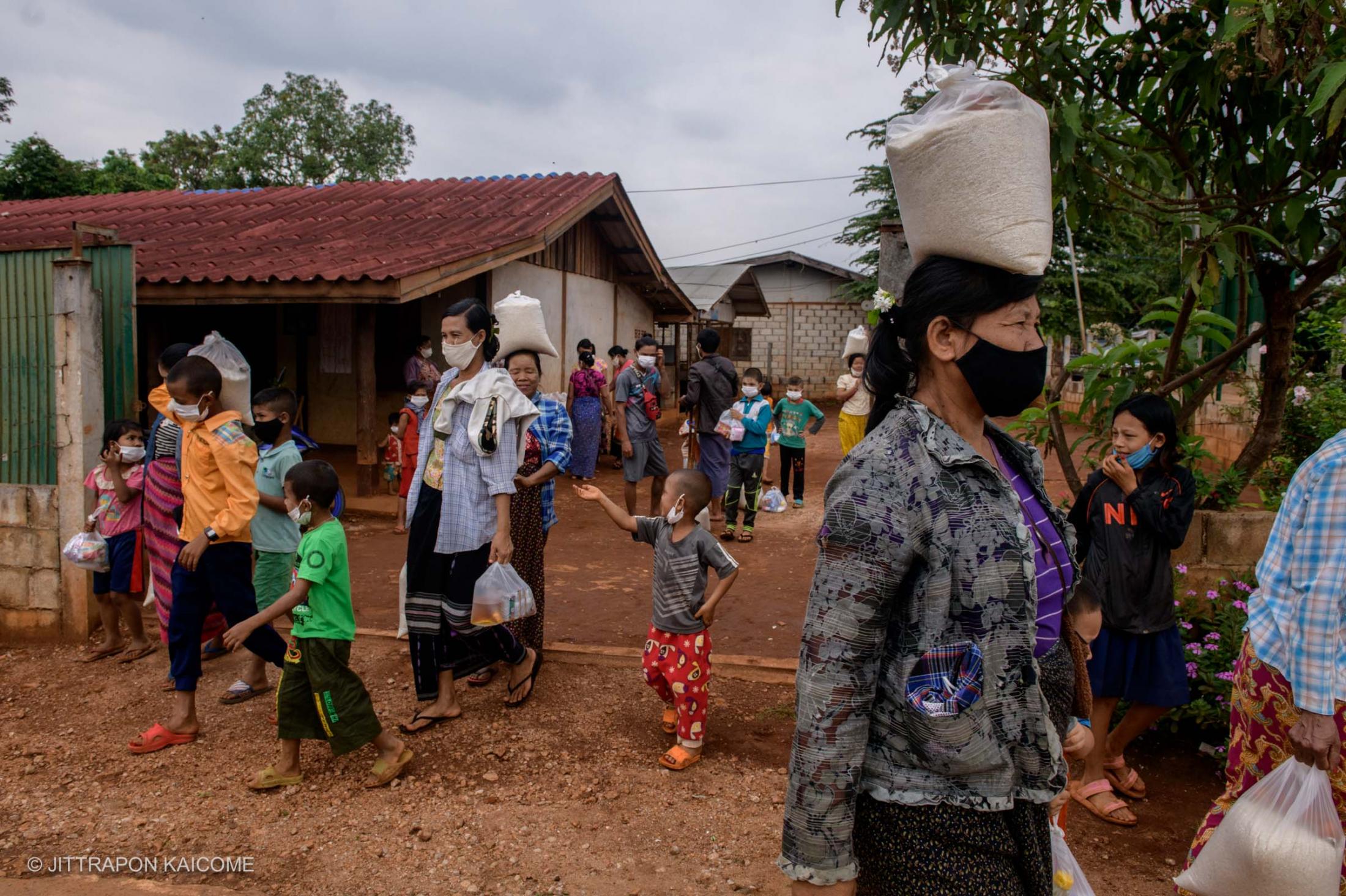 Myanmar migrants in the village along the Thai-Myanmar border have been affected by the lockdown against Coivd-19 receiving food handouts in Phop Phra, Tak, Thailand in May 2020.
