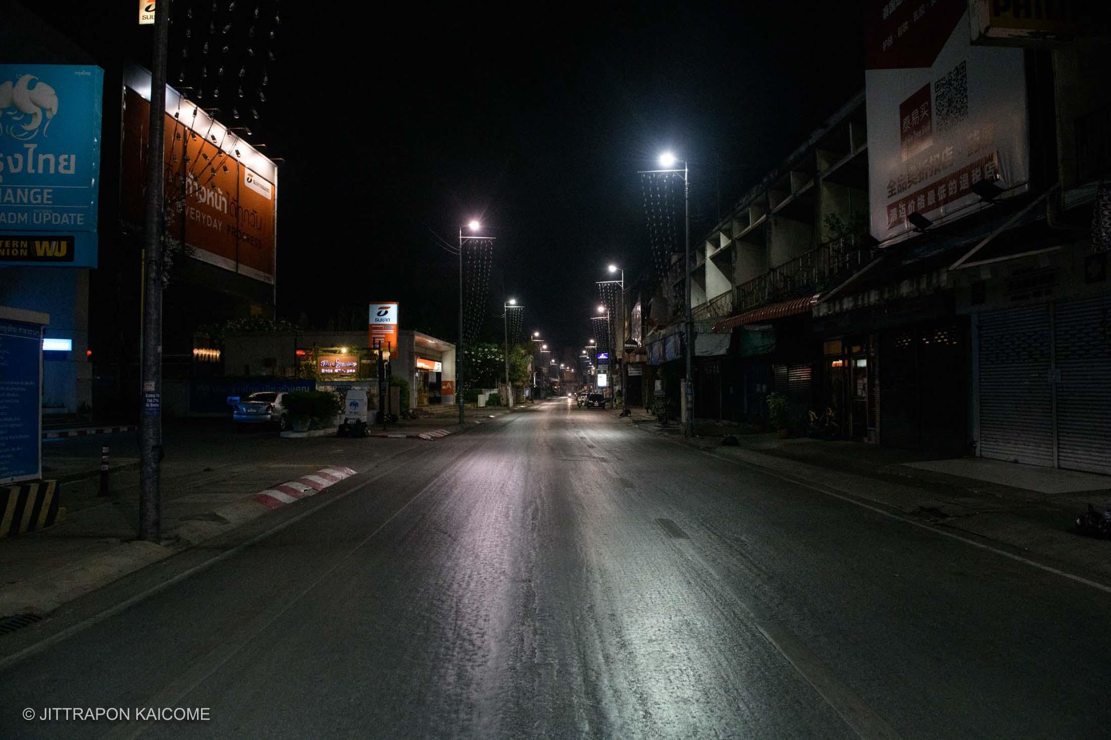 07.52 PM - In the center of Chiang Mai on the Tha Phae Road, it is in the economic area with cafes, bars, restaurants, and other businesses. Now is left empty due to the Coronavirus Outbreak. Chiang Mai, Thailand on March 25, 2020.