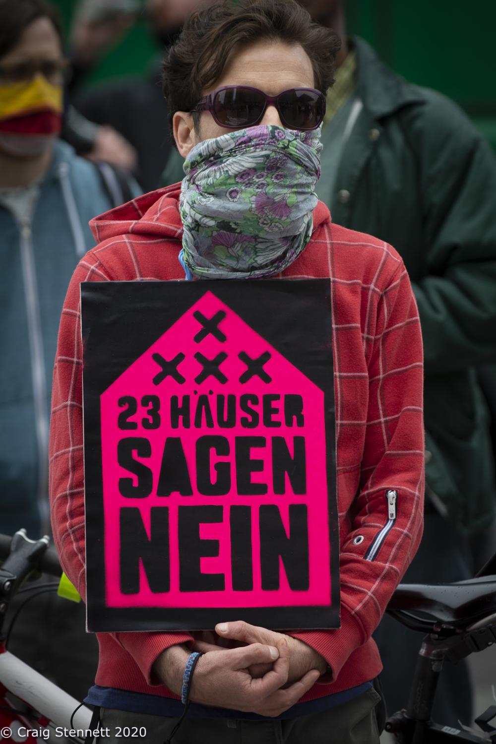 "˜Shut Down Rental Madness' - 'Safe home for Everyone' Potsdamer Platz, Berlin, Germany.