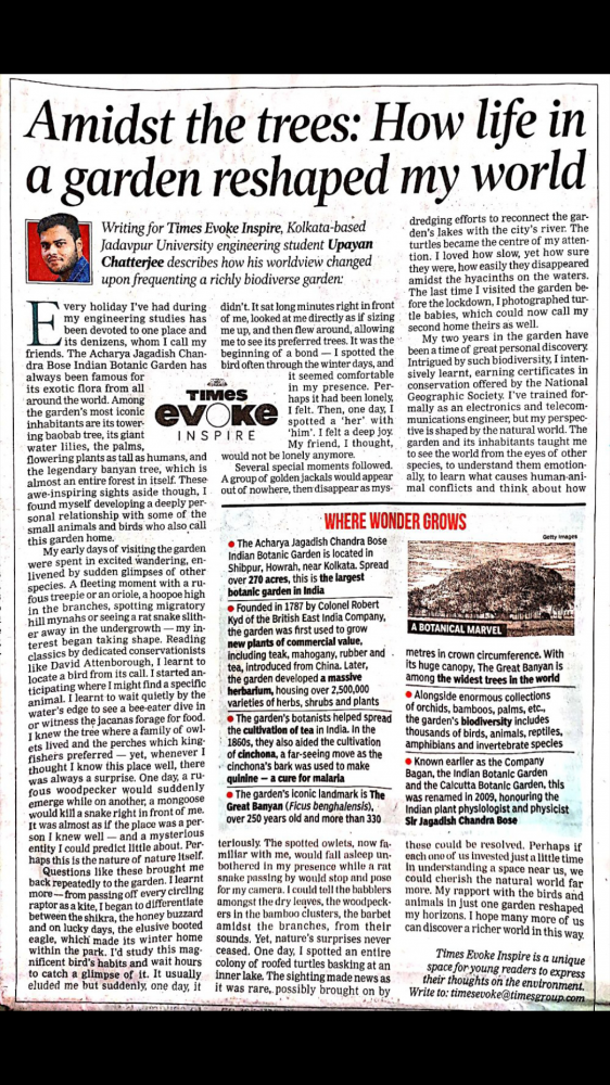 Article on the Times Evoke Inspire Column of the Times of India Newspaper