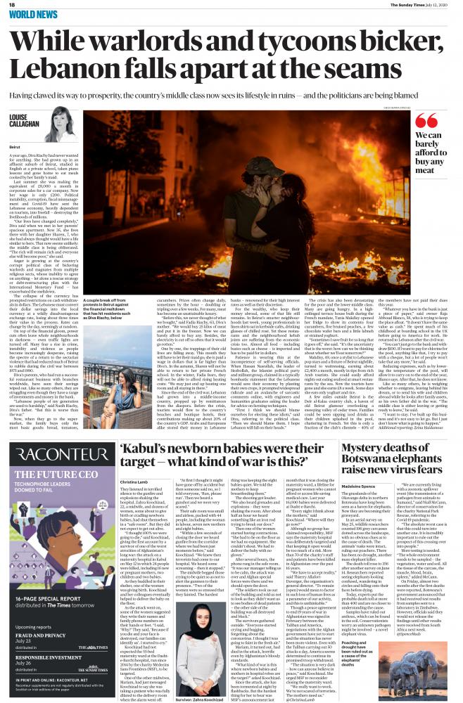Thumbnail of SUNDAY TIMES: Lebanon crisis