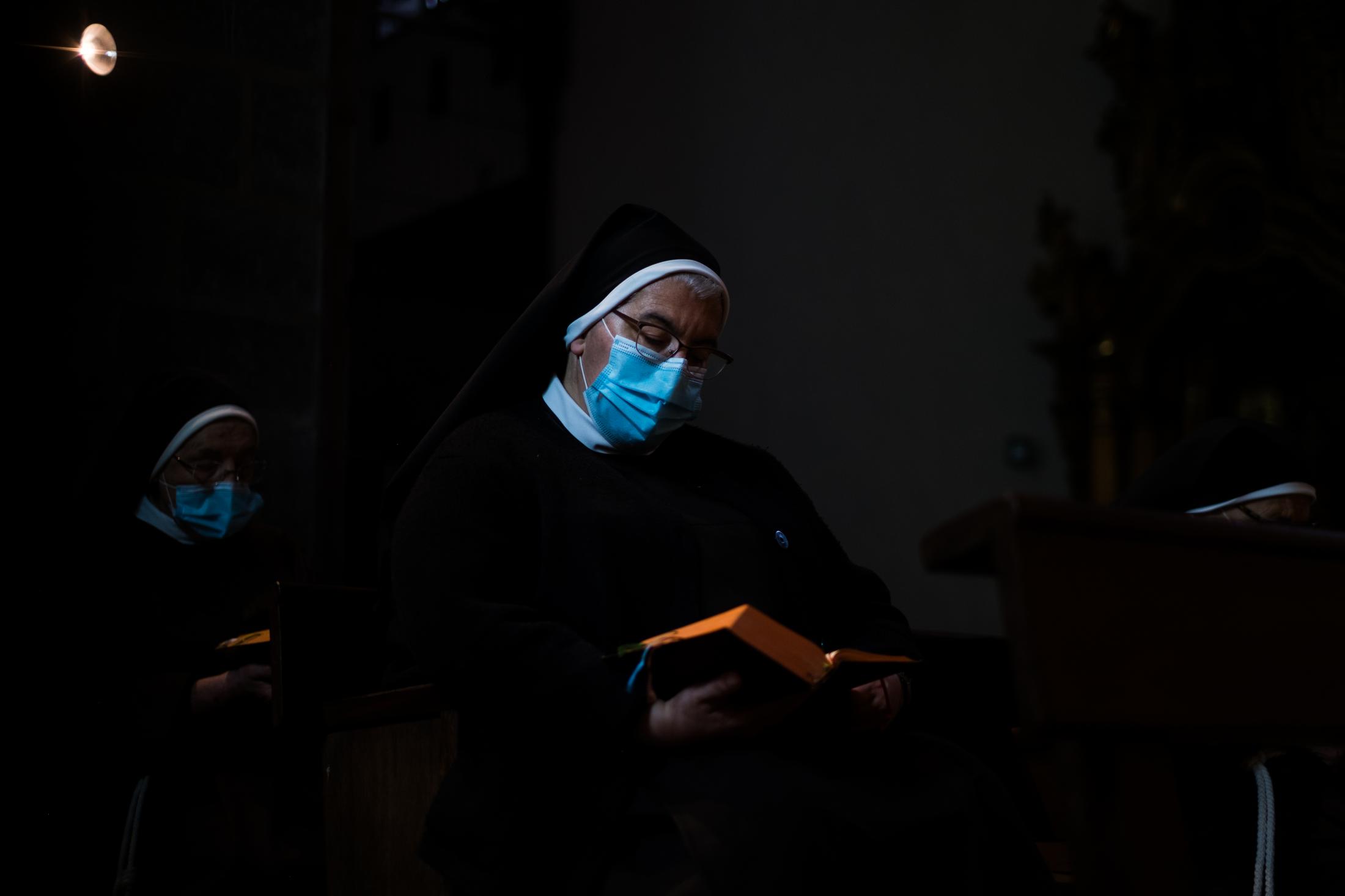 AN OASIS INSIDE THE PANDEMIC -   54-year-old Sister María Cruz reading excerpts...