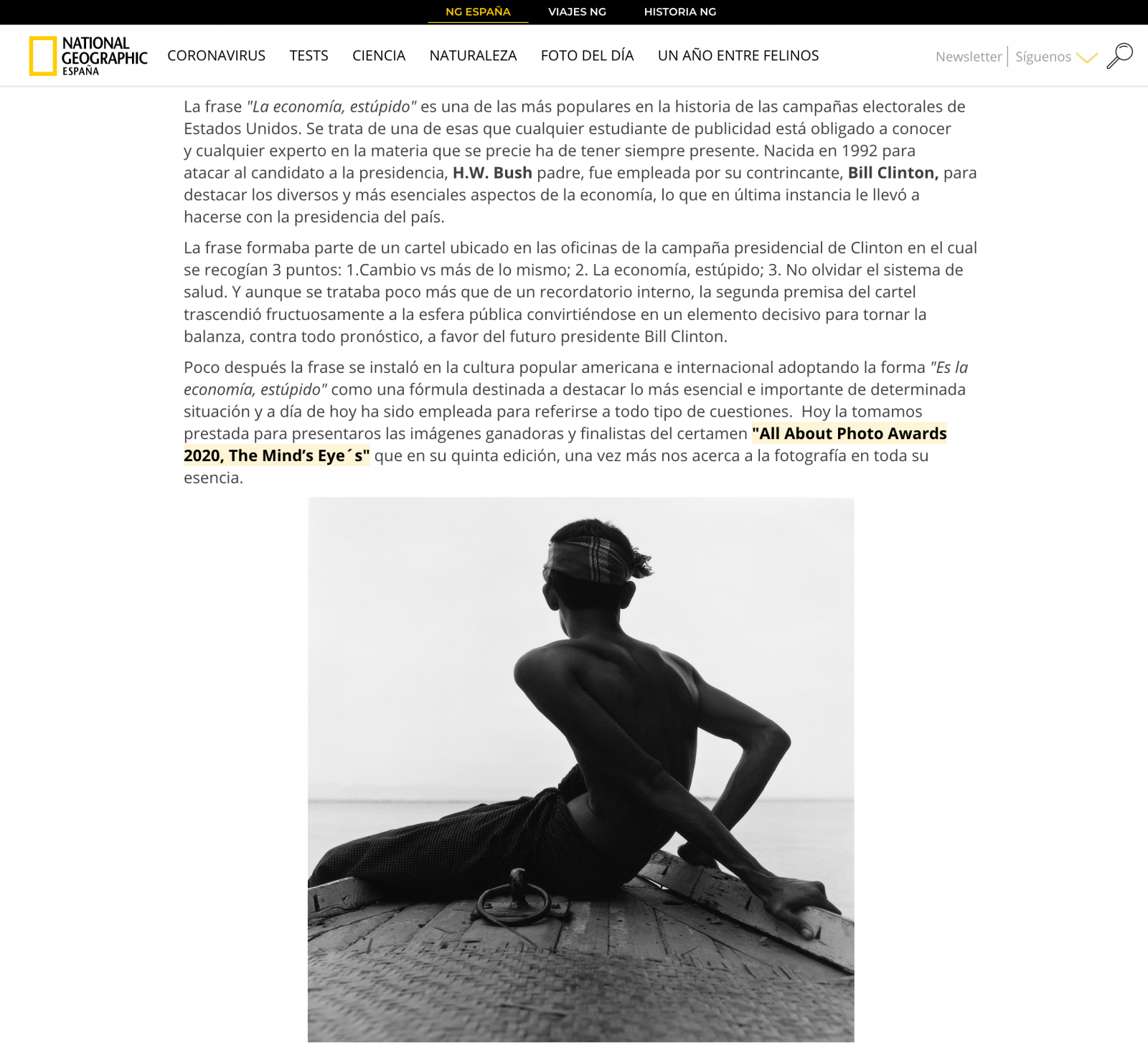 All About Photo Awards 2020 in The National Geographic Espana
