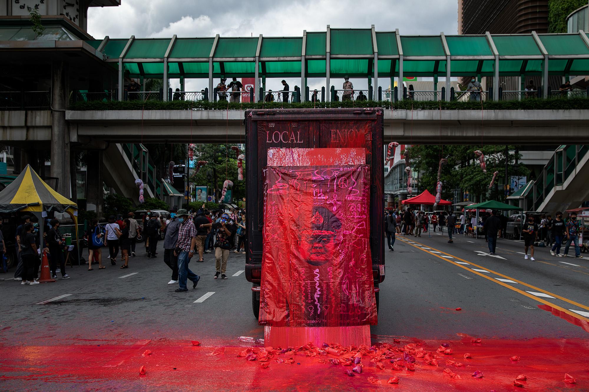 Thailand's Youth Fights Back - A poster of Thai Prime Minister, Prayuth Chan-Ocha, is...