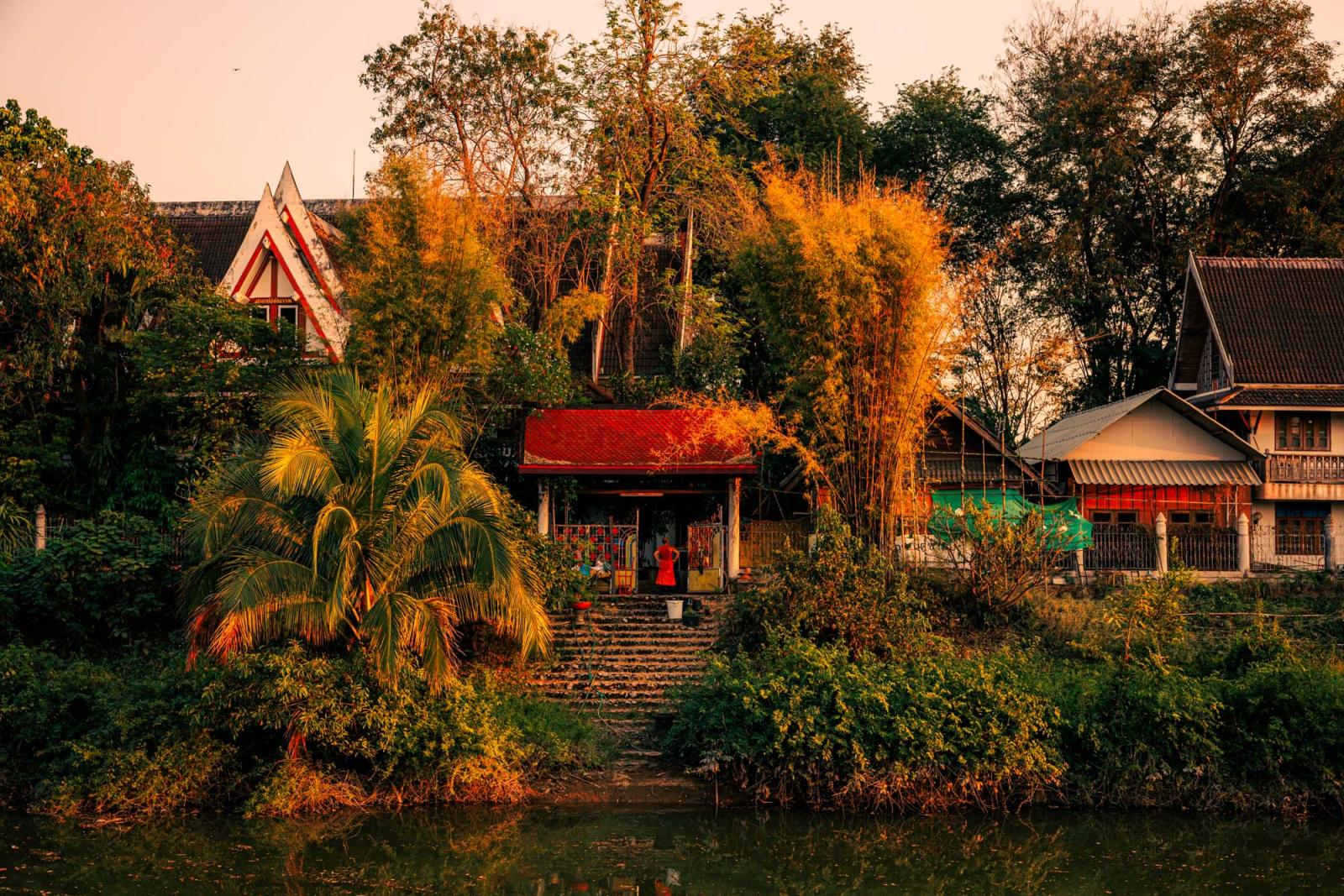 A Buddhist monk stands on templ...mpang, Thailand, February 2023.