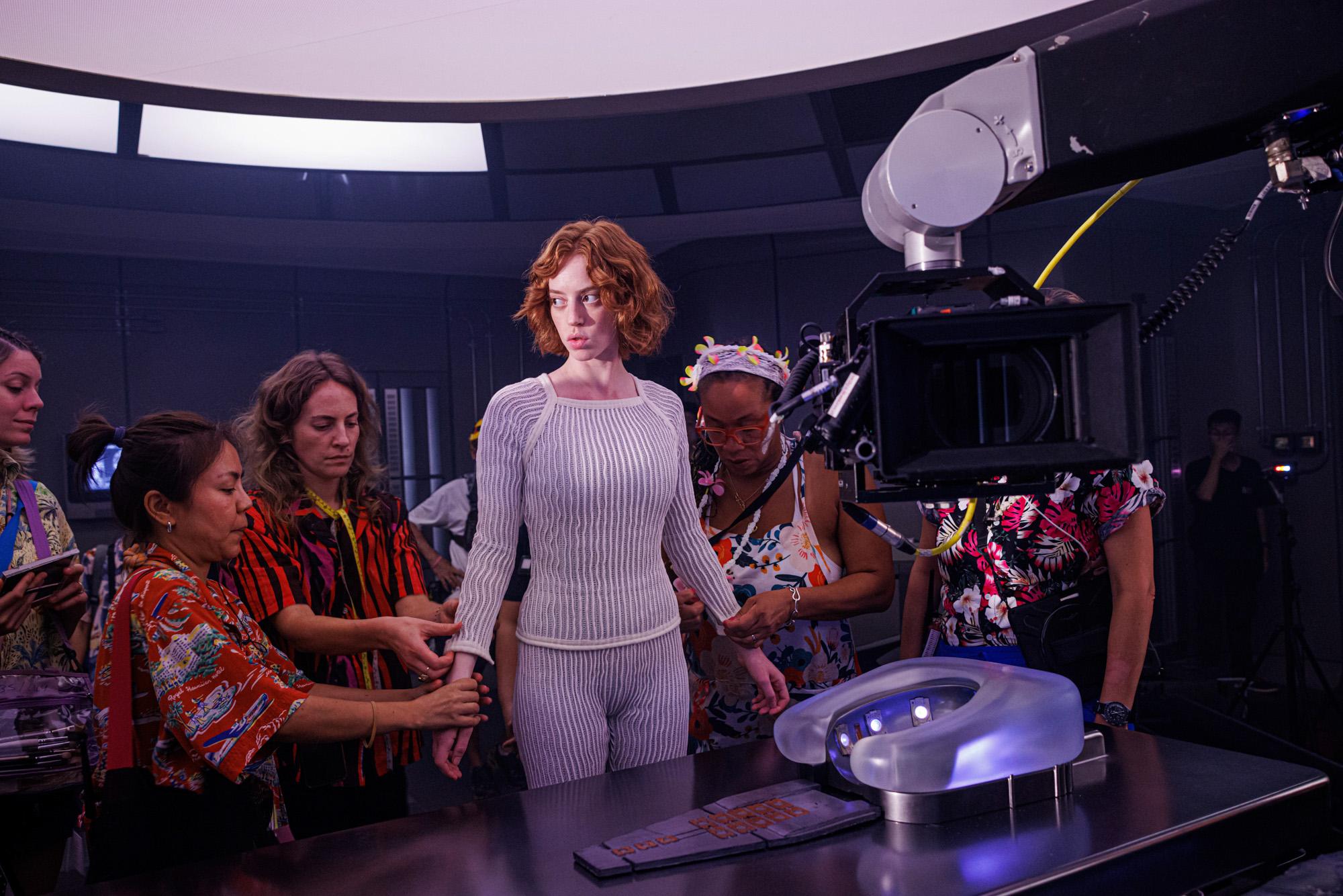 Actress Lily Newmark (center) a...akan, Thailand, April 12, 2024.