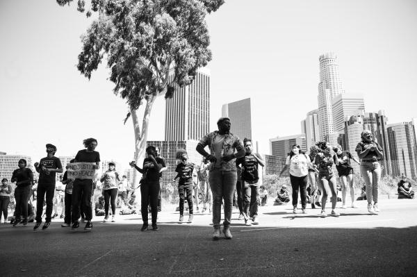 Image from Black Lives Matter 2020 Protests - High school students dancing in front of LAUSD while...