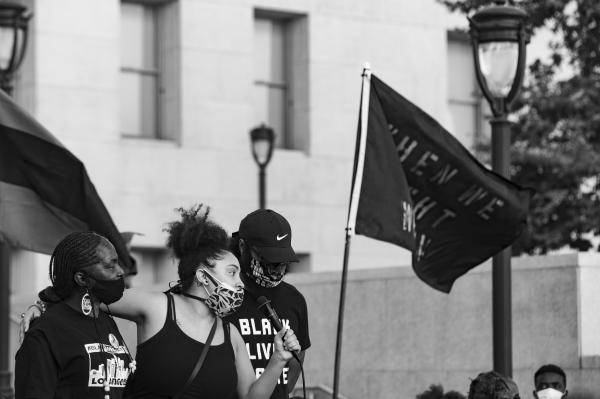 Image from Black Lives Matter 2020 Protests - BLM LA member tells the crowd how her brother, Angel...