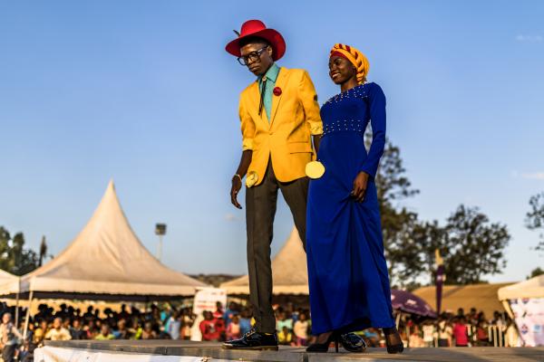 Brian Otieno | Kibera Stories - Contestants react on a runway, on December 15, 2017...