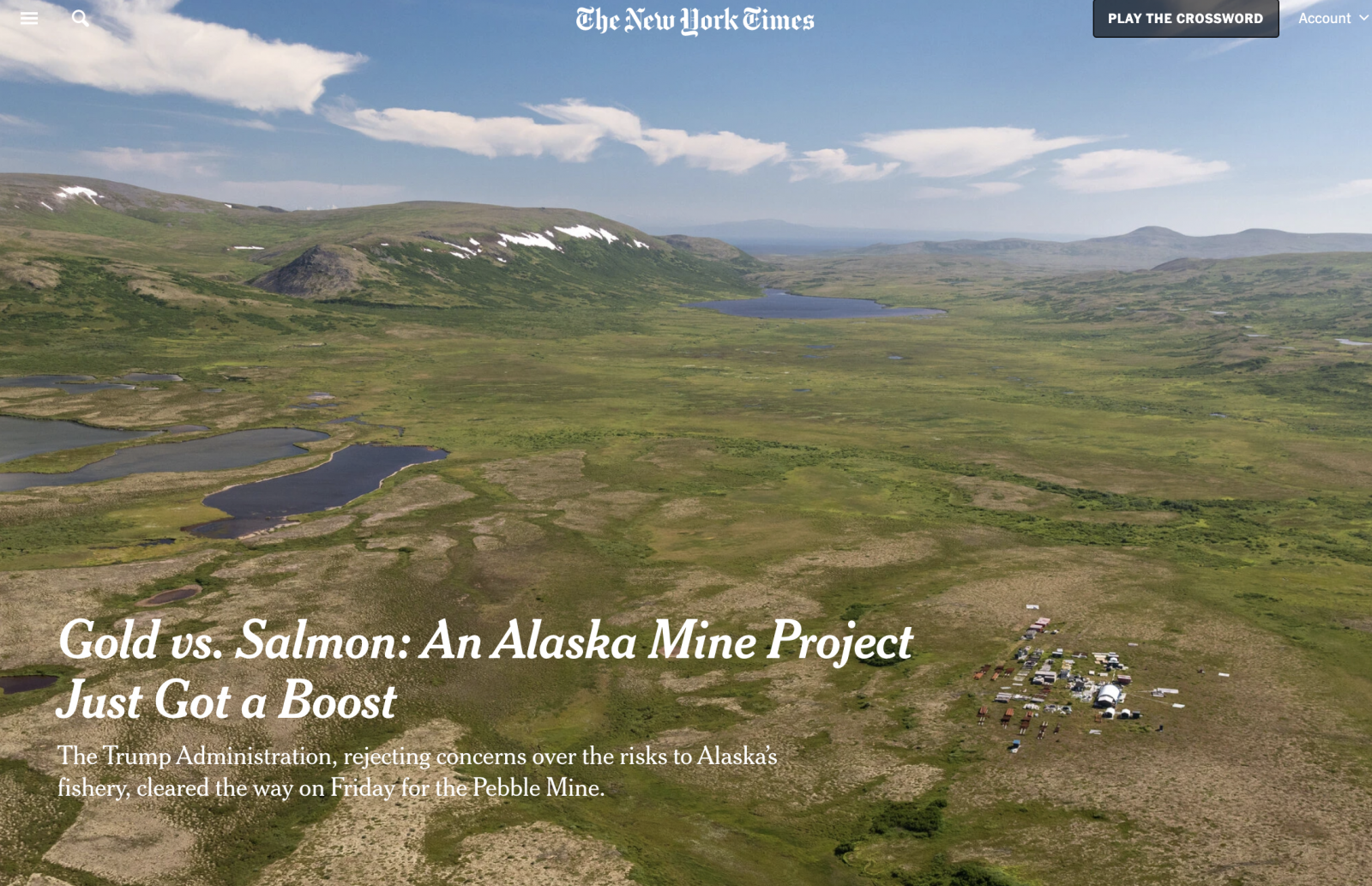 on NYTimes: Gold vs. Salmon: An Alaska Mine Project Just Got a Boost