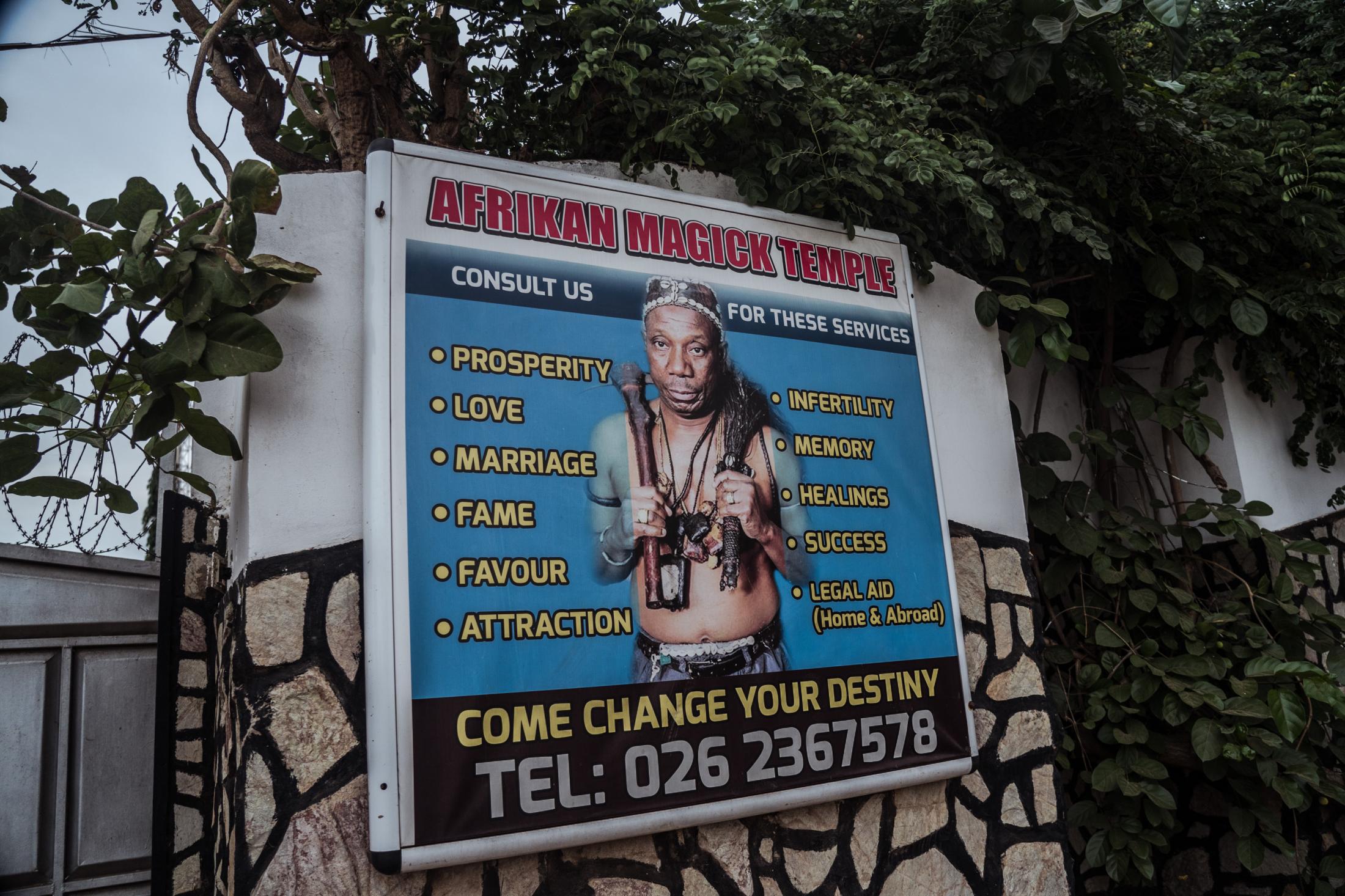 Spirituality and Herbal Medicine in Ghana During Covid-19 Pandemic -   Signboard outside Christopher’s “Afrikan...