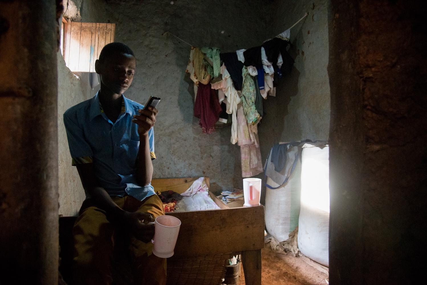 Musonera's son in his bedr...sunday morning in Gasabo,rwanda