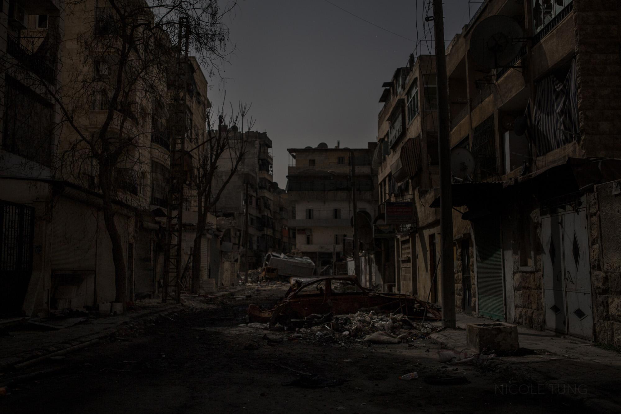 Syria: The Long Night - A destroyed section of the Salaheddine neighborhood,...