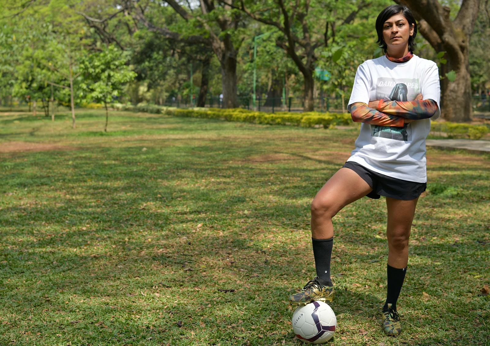Bhavisha Dave an entrepreneur of a muti-brand streetwear store is also a footballer who has captained the amateur women&#39;s league. She was photographed for an interview with The New Indian Express about her love for sports and how it plays a vital role in team building, creating a healthy work atmosphere.