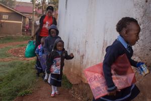 Annet arrives to school in the ...every morning in Kalerwe,uganda