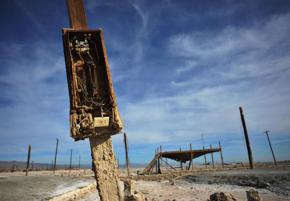 The ruins of a residential community, Bombay Beach, east of the Salton Sea.