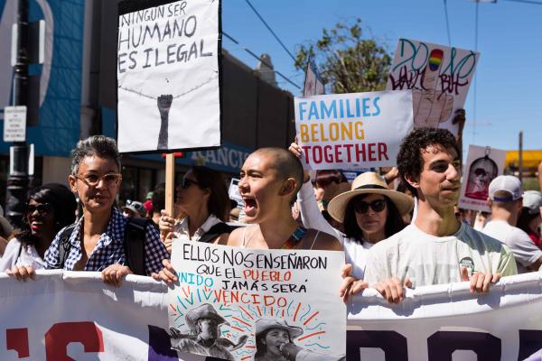  Families Belong Together march and rally on Saturday, June 30, 2018, in San Francisco, CA. Demonstrators march nationwide to demand the Trump administration reunite families, and end family separation at the U.S.- Mexico border.  