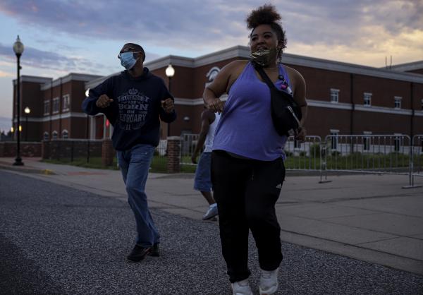 Protesters return to Ferguson on the 6th anniversary of the Micheal Brown Jr. shooting on Sunday, August 9, 2020, in front of the Ferguson Police Department. Samantha Waigand/Missourian