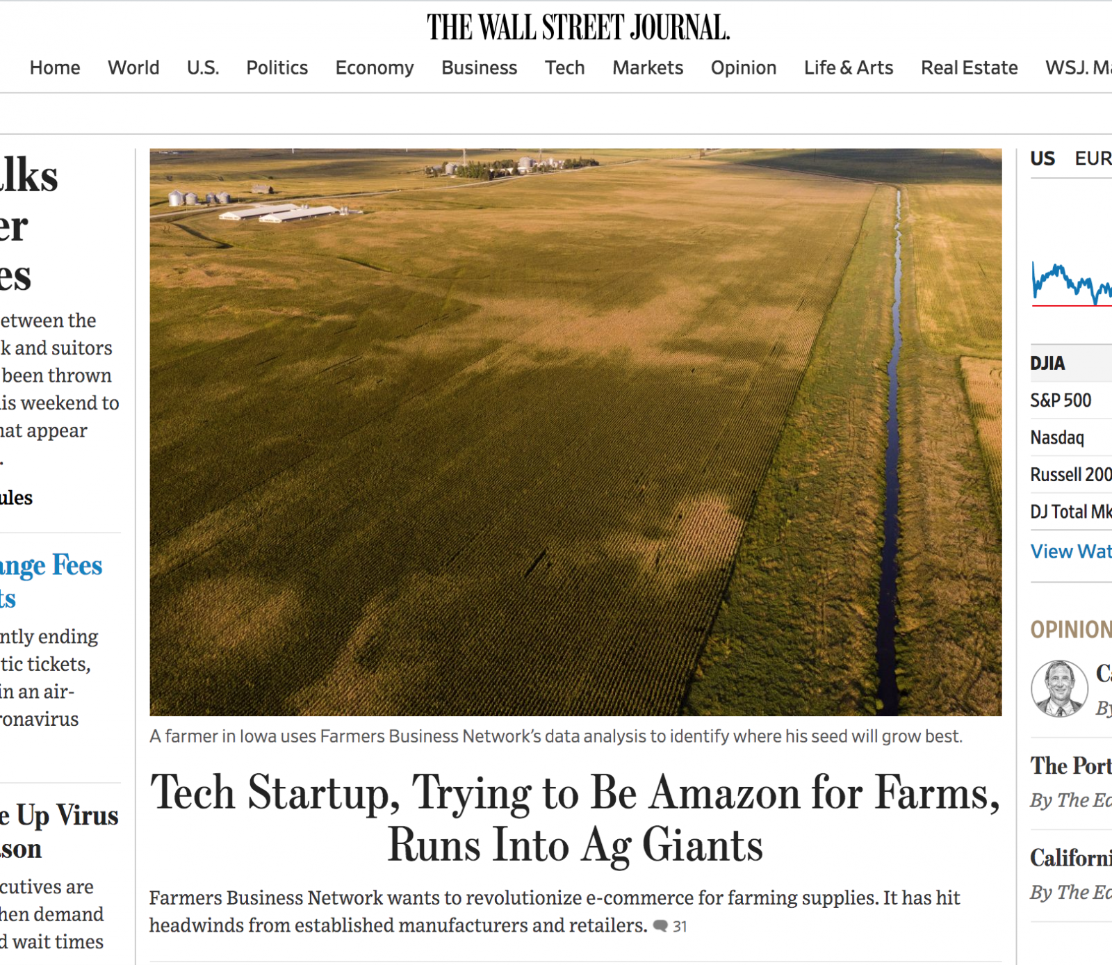 Tech Startup, Trying to Be Amazon for Farms, Runs Into Ag Giants