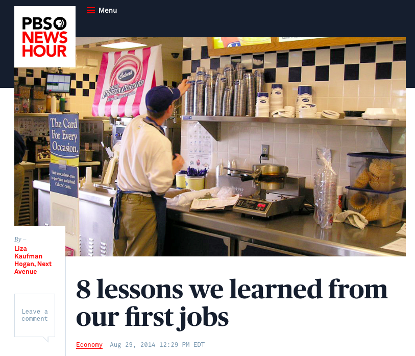 PBSNewsHour: 8 Lessons We Learned From Our First Jobs