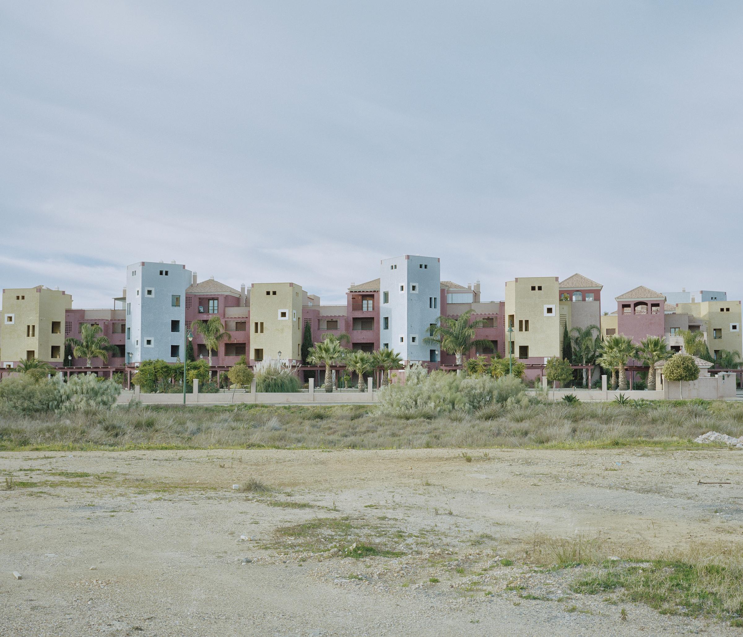 Just a Line - Spain, Ayamonte. Buildings on a beach of Ayamonte. Before...