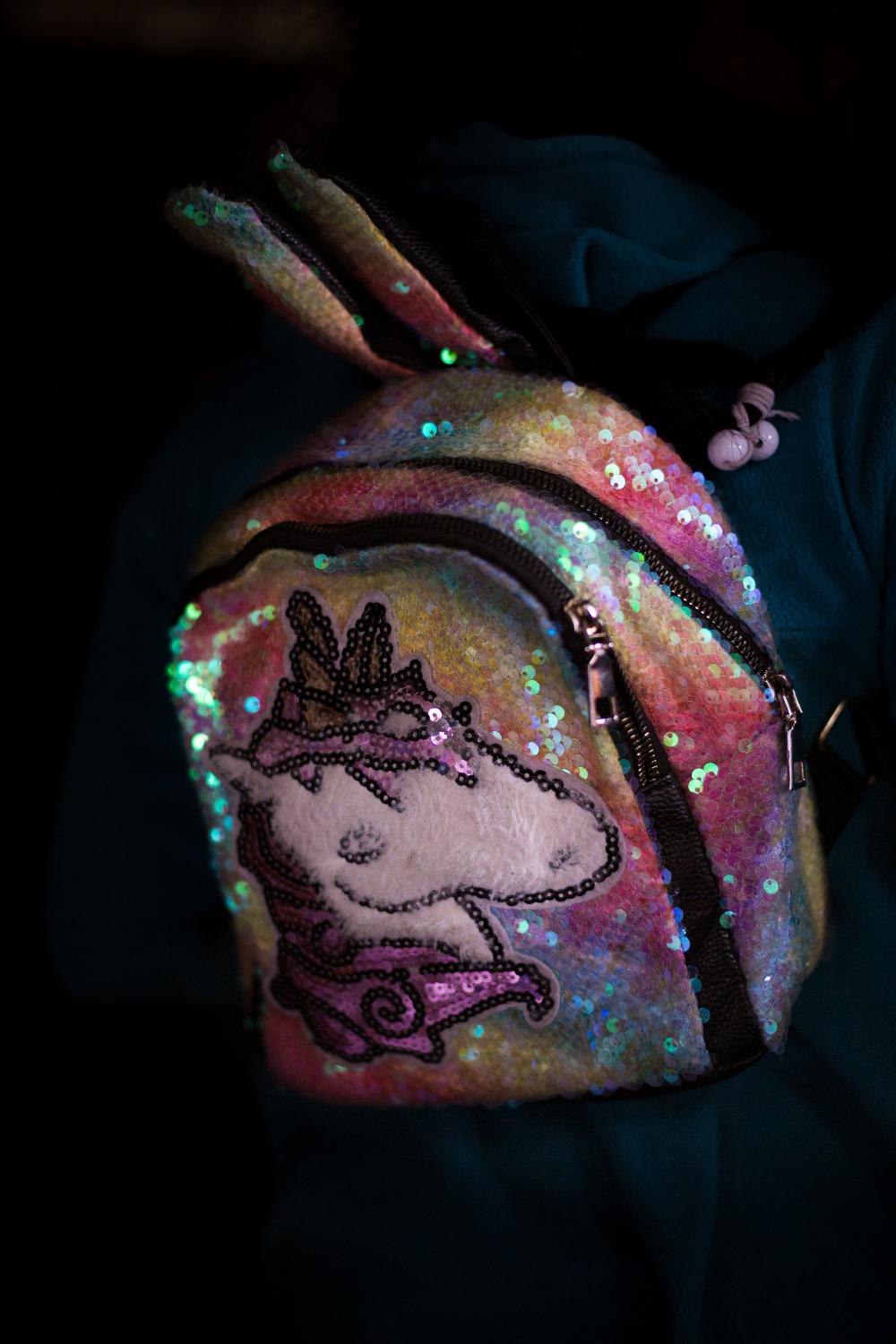 Favourite backpack of Lucia Cabeza (11), a seventh year student at the Ruperto Alarcon...
