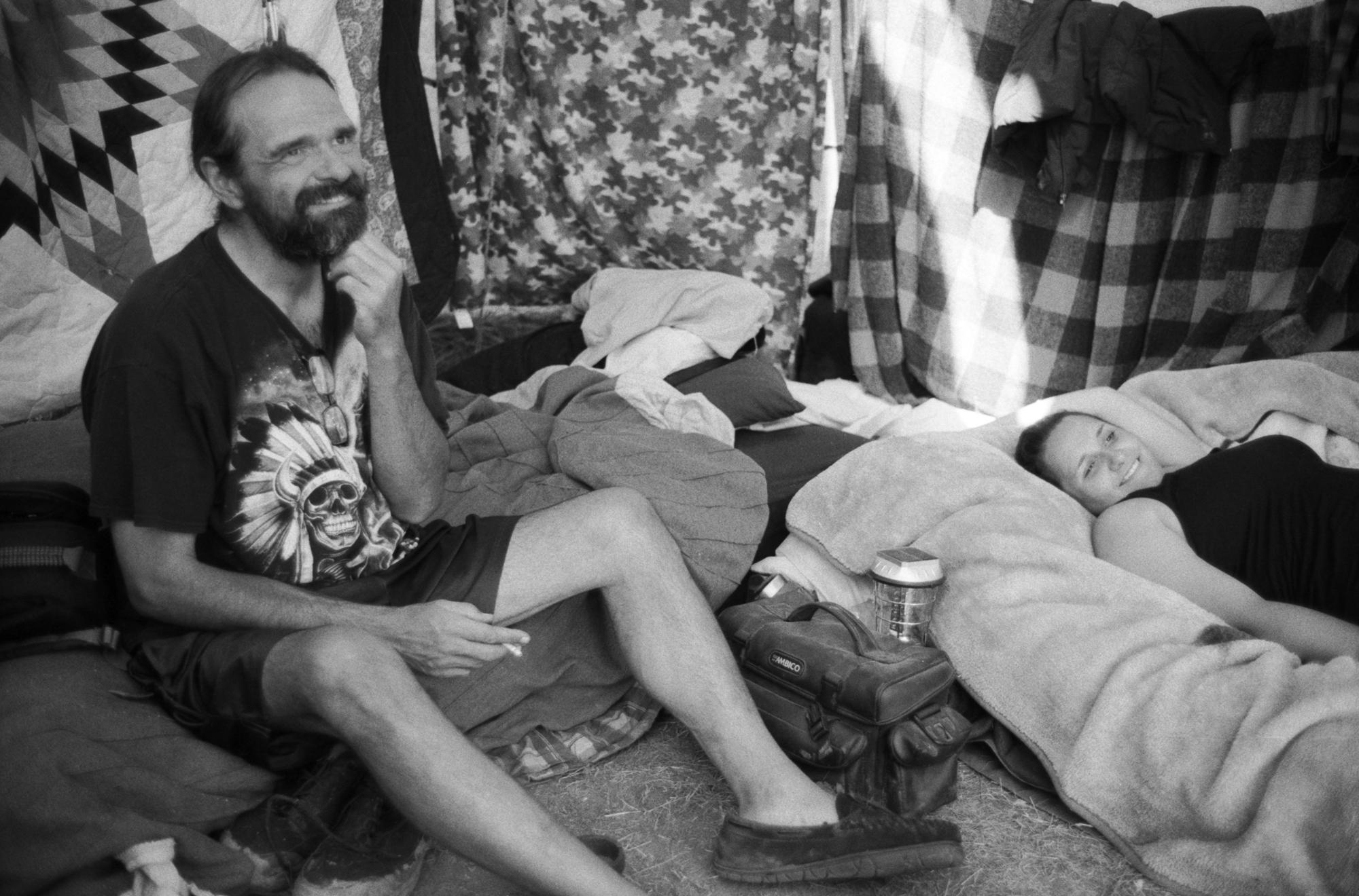 Standing Rock - Unpa Nunpa and his daughter, relax in the afternoon as...