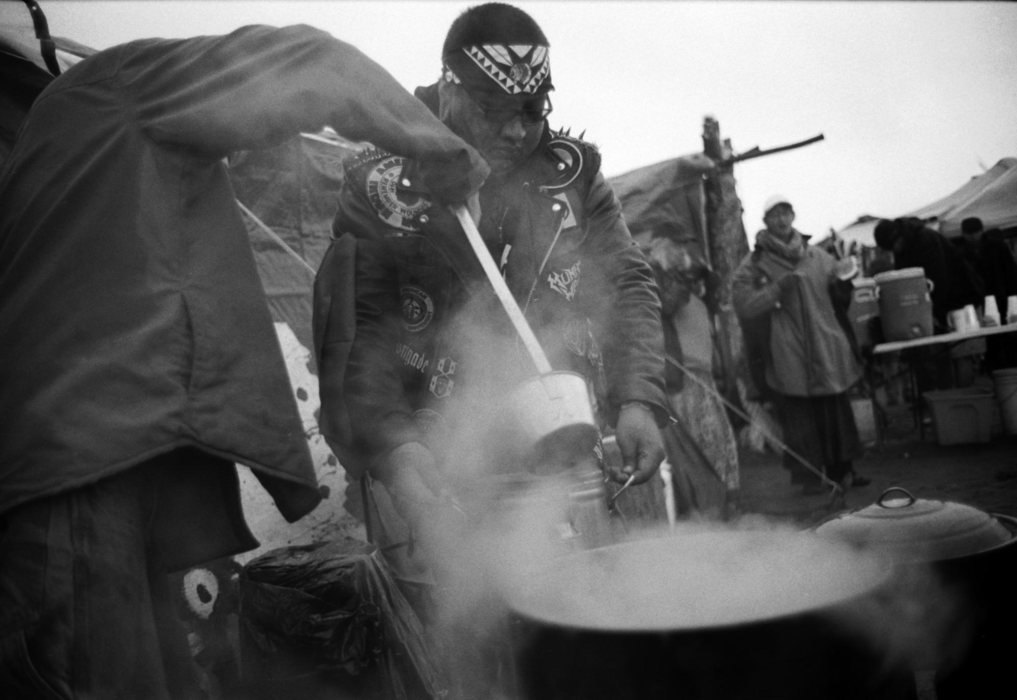 Standing Rock - A hot meal poured by James Jones from Wisconsin, who is...