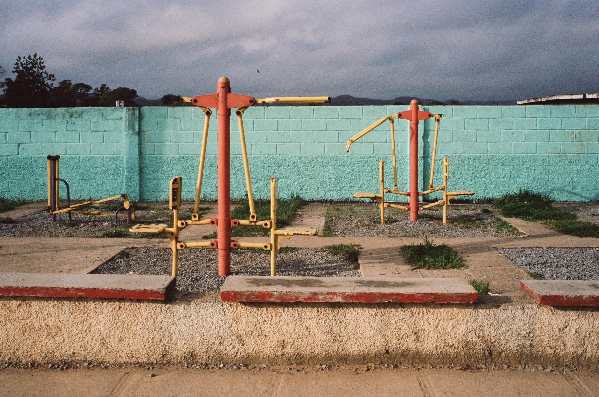 Tobaccoland - VIÑALES.  Outdoor public fitness playground remnants.