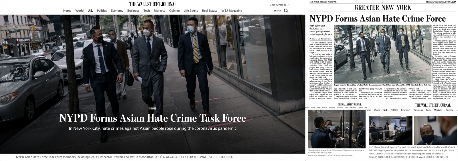 for The Wall Street Journal: NYPD Forms Asian Hate Crime Task Force