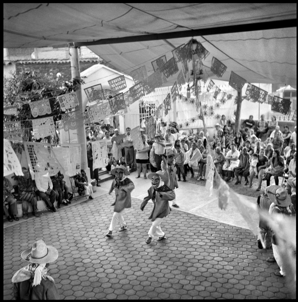 Los Cuerudos, traditional dance, performed at the Santiago Apostle celebration in the North Sierra in Oaxaca. Villa Hidalgo Yalalag, Oaxaca, Mexico. July 2019.