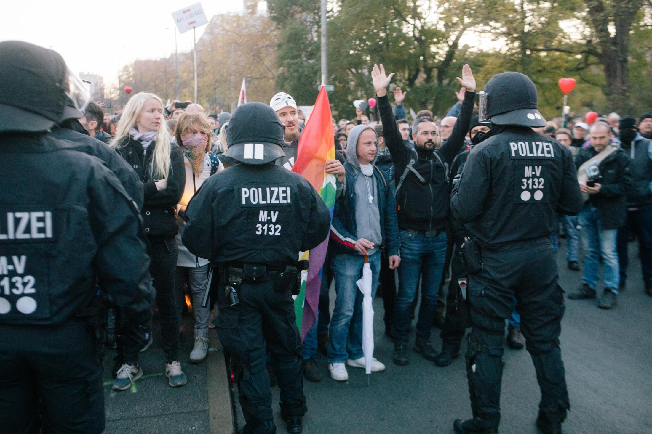 "Querdenken" protest in Leipzig