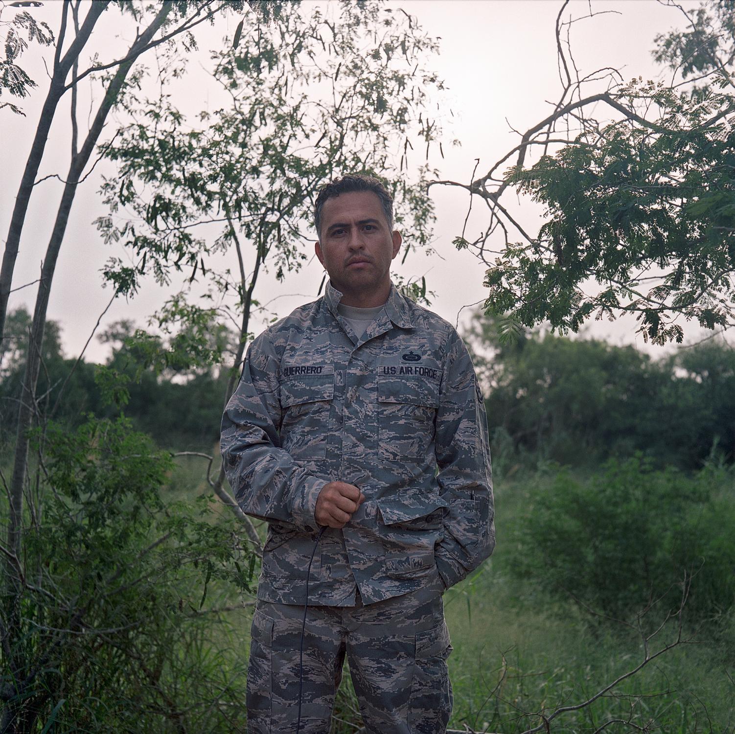 Huellas En La Frontera (autobiography, migrants, U.S. veterans, the border) -   Brownsville, TX - OCTOBER 17, 2020: Self-portrait at...