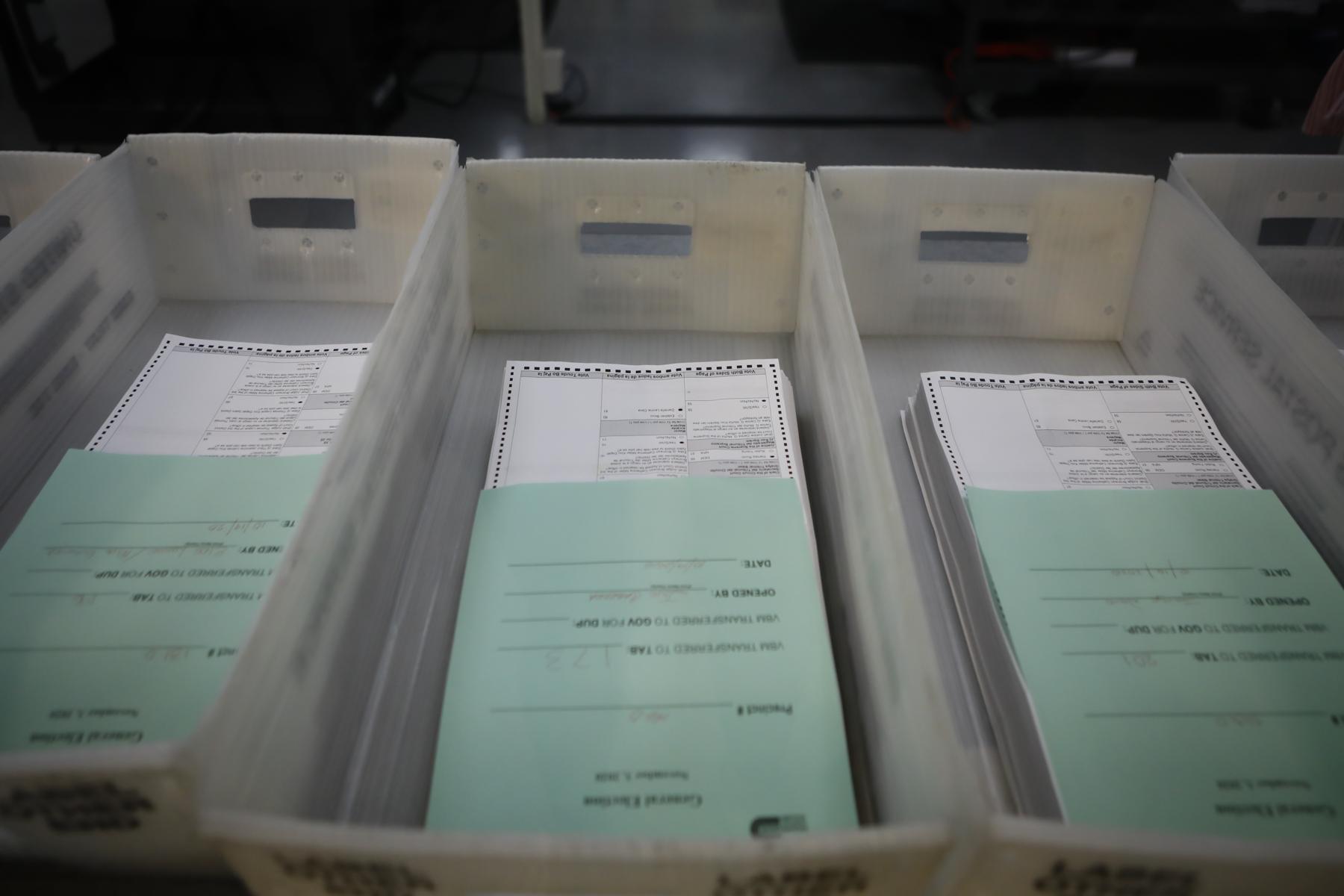 Election 2020 @ Miami, FL - Vote-by-mail ballots are seen at Miami-Dade County...