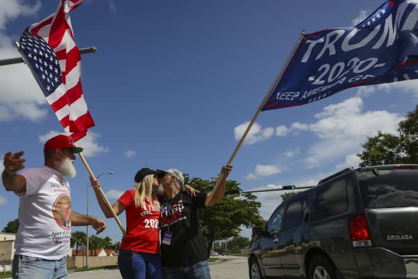 Image from 2020 - Presidential Elections @ Miami, FL - Supporters of President Donald Trump rally in front of...