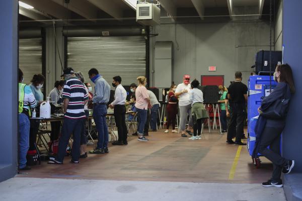 Image from 2020 - Presidential Elections @ Miami, FL - Voters cast their ballots at City of MIami fire station 7...