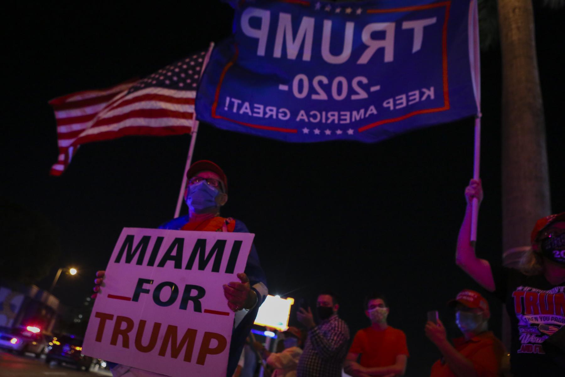 Election 2020 @ Miami, FL - Supporters of President Donald Trump rally in front of...